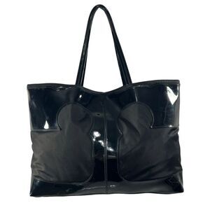 Tory Burch Black Patent Leather & Nylon Ella Tote Bag